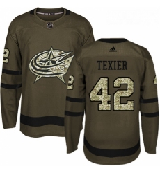 Youth Adidas Columbus Blue Jackets 42 Alexandre Texier Authentic Green Salute to Service NHL Jersey 