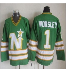 Dallas Stars #1 Gump Worsley Green CCM Throwback Stitched NHL Jersey
