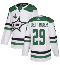 Men Adidas Dallas Stars 29 Jake Oettinger White Road Authentic 2020 Stanley Cup Final Stitched NHL Jersey
