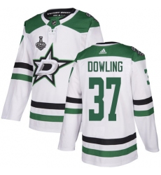 Men Adidas Dallas Stars 37 Justin Dowling White Road Authentic 2020 Stanley Cup Final Stitched NHL Jersey