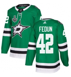 Men Adidas Dallas Stars 42 Taylor Fedun Green Home Authentic 2020 Stanley Cup Final Stitched NHL Jersey