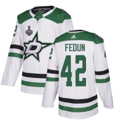 Men Adidas Dallas Stars 42 Taylor Fedun White Road Authentic 2020 Stanley Cup Final Stitched NHL Jersey