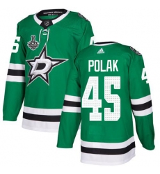 Men Adidas Dallas Stars 45 Roman Polak Green Home Authentic 2020 Stanley Cup Final Stitched NHL Jersey