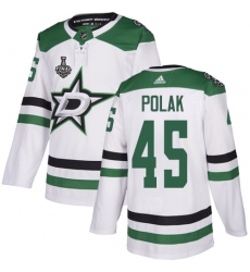 Men Adidas Dallas Stars 45 Roman Polak White Road Authentic 2020 Stanley Cup Final Stitched NHL Jersey