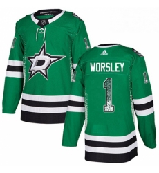 Mens Adidas Dallas Stars 1 Gump Worsley Authentic Green Drift Fashion NHL Jersey 