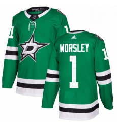 Mens Adidas Dallas Stars 1 Gump Worsley Authentic Green Home NHL Jersey 