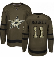 Mens Adidas Dallas Stars 11 Curtis McKenzie Authentic Green Salute to Service NHL Jersey 