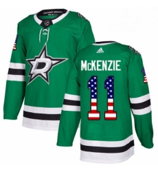 Mens Adidas Dallas Stars 11 Curtis McKenzie Authentic Green USA Flag Fashion NHL Jersey 