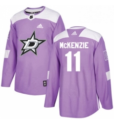 Mens Adidas Dallas Stars 11 Curtis McKenzie Authentic Purple Fights Cancer Practice NHL Jersey 