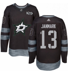 Mens Adidas Dallas Stars 13 Mattias Janmark Authentic Black 1917 2017 100th Anniversary NHL Jersey 