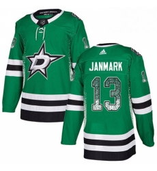 Mens Adidas Dallas Stars 13 Mattias Janmark Authentic Green Drift Fashion NHL Jersey 