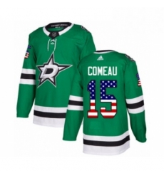 Mens Adidas Dallas Stars 15 Blake Comeau Authentic Green USA Flag Fashion NHL Jersey 