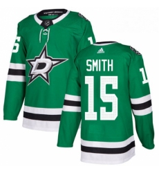 Mens Adidas Dallas Stars 15 Bobby Smith Authentic Green Home NHL Jersey 