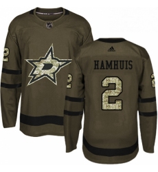 Mens Adidas Dallas Stars 2 Dan Hamhuis Authentic Green Salute to Service NHL Jersey 