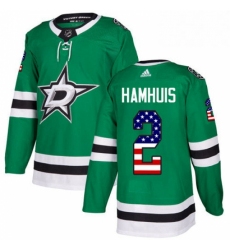 Mens Adidas Dallas Stars 2 Dan Hamhuis Authentic Green USA Flag Fashion NHL Jersey 