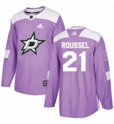 Mens Adidas Dallas Stars 21 Antoine Roussel Authentic Purple Fights Cancer Practice NHL Jersey 