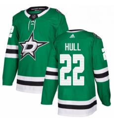 Mens Adidas Dallas Stars 22 Brett Hull Authentic Green Home NHL Jersey 