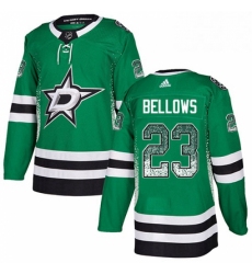 Mens Adidas Dallas Stars 23 Brian Bellows Authentic Green Drift Fashion NHL Jersey 