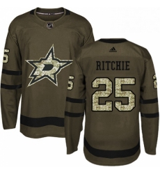 Mens Adidas Dallas Stars 25 Brett Ritchie Authentic Green Salute to Service NHL Jersey 