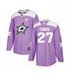 Mens Adidas Dallas Stars 27 Erik Condra Authentic Purple Fights Cancer Practice NHL Jersey 