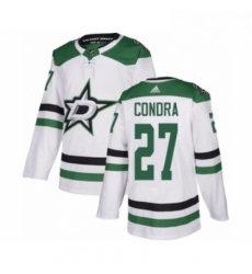 Mens Adidas Dallas Stars 27 Erik Condra Authentic White Away NHL Jersey 