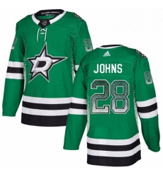 Mens Adidas Dallas Stars 28 Stephen Johns Authentic Green Drift Fashion NHL Jersey 