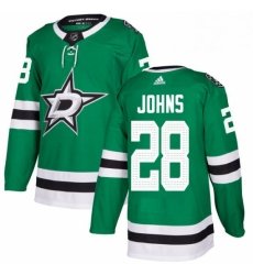 Mens Adidas Dallas Stars 28 Stephen Johns Authentic Green Home NHL Jersey 