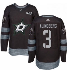 Mens Adidas Dallas Stars 3 John Klingberg Authentic Black 1917 2017 100th Anniversary NHL Jersey 