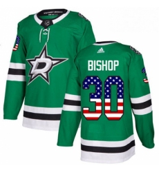 Mens Adidas Dallas Stars 30 Ben Bishop Authentic Green USA Flag Fashion NHL Jersey 