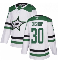Mens Adidas Dallas Stars 30 Ben Bishop White Road Authentic Stitched NHL Jersey 