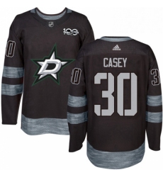 Mens Adidas Dallas Stars 30 Jon Casey Authentic Black 1917 2017 100th Anniversary NHL Jersey 