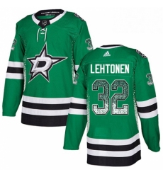 Mens Adidas Dallas Stars 32 Kari Lehtonen Authentic Green Drift Fashion NHL Jersey 