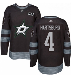 Mens Adidas Dallas Stars 4 Craig Hartsburg Authentic Black 1917 2017 100th Anniversary NHL Jersey 