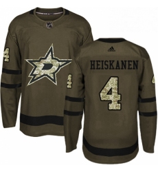 Mens Adidas Dallas Stars 4 Miro Heiskanen Authentic Green Salute to Service NHL Jersey 