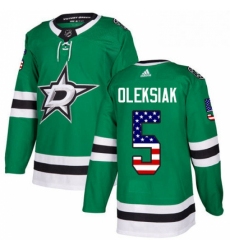 Mens Adidas Dallas Stars 5 Jamie Oleksiak Authentic Green USA Flag Fashion NHL Jersey 