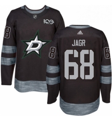 Mens Adidas Dallas Stars 68 Jaromir Jagr Authentic Black 1917 2017 100th Anniversary NHL Jersey 