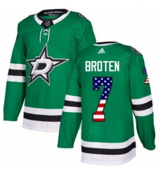 Mens Adidas Dallas Stars 7 Neal Broten Authentic Green USA Flag Fashion NHL Jersey 