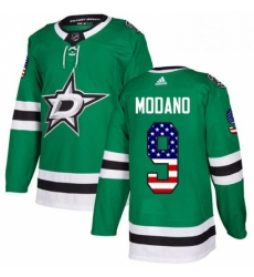 Mens Adidas Dallas Stars 9 Mike Modano Authentic Green USA Flag Fashion NHL Jersey 