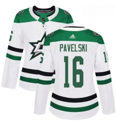 Stars #16 Joe Pavelski White Road Authentic Women Stitched Hockey Jersey