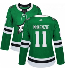 Womens Adidas Dallas Stars 11 Curtis McKenzie Authentic Green Home NHL Jersey 