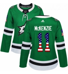Womens Adidas Dallas Stars 11 Curtis McKenzie Authentic Green USA Flag Fashion NHL Jersey 