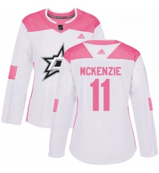 Womens Adidas Dallas Stars 11 Curtis McKenzie Authentic WhitePink Fashion NHL Jersey 