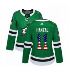 Womens Adidas Dallas Stars 11 Martin Hanzal Authentic Green USA Flag Fashion NHL Jersey 