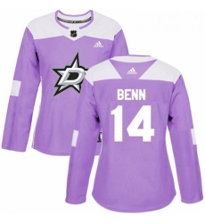 Womens Adidas Dallas Stars 14 Jamie Benn Authentic Purple Fights Cancer Practice NHL Jersey 