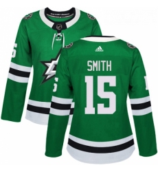 Womens Adidas Dallas Stars 15 Bobby Smith Premier Green Home NHL Jersey 