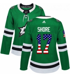 Womens Adidas Dallas Stars 17 Devin Shore Authentic Green USA Flag Fashion NHL Jersey 