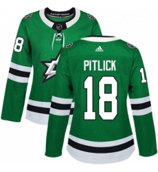 Womens Adidas Dallas Stars 18 Tyler Pitlick Authentic Green Home NHL Jersey 