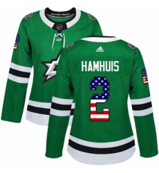 Womens Adidas Dallas Stars 2 Dan Hamhuis Authentic Green USA Flag Fashion NHL Jersey 