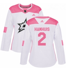 Womens Adidas Dallas Stars 2 Dan Hamhuis Authentic WhitePink Fashion NHL Jersey 
