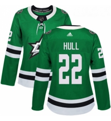 Womens Adidas Dallas Stars 22 Brett Hull Authentic Green Home NHL Jersey 